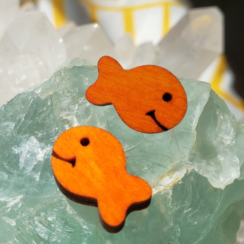 Hand crafted Goldfish cracker stud earrings